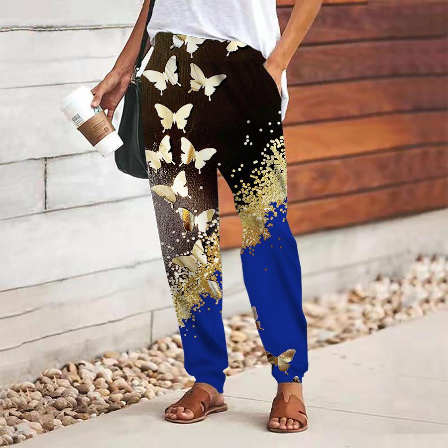 

Женские брюки с блестящим принтом, на шнуровке, с эластичной талией, свободные, повседневные длинные брюки, брюки с карманами XS синий