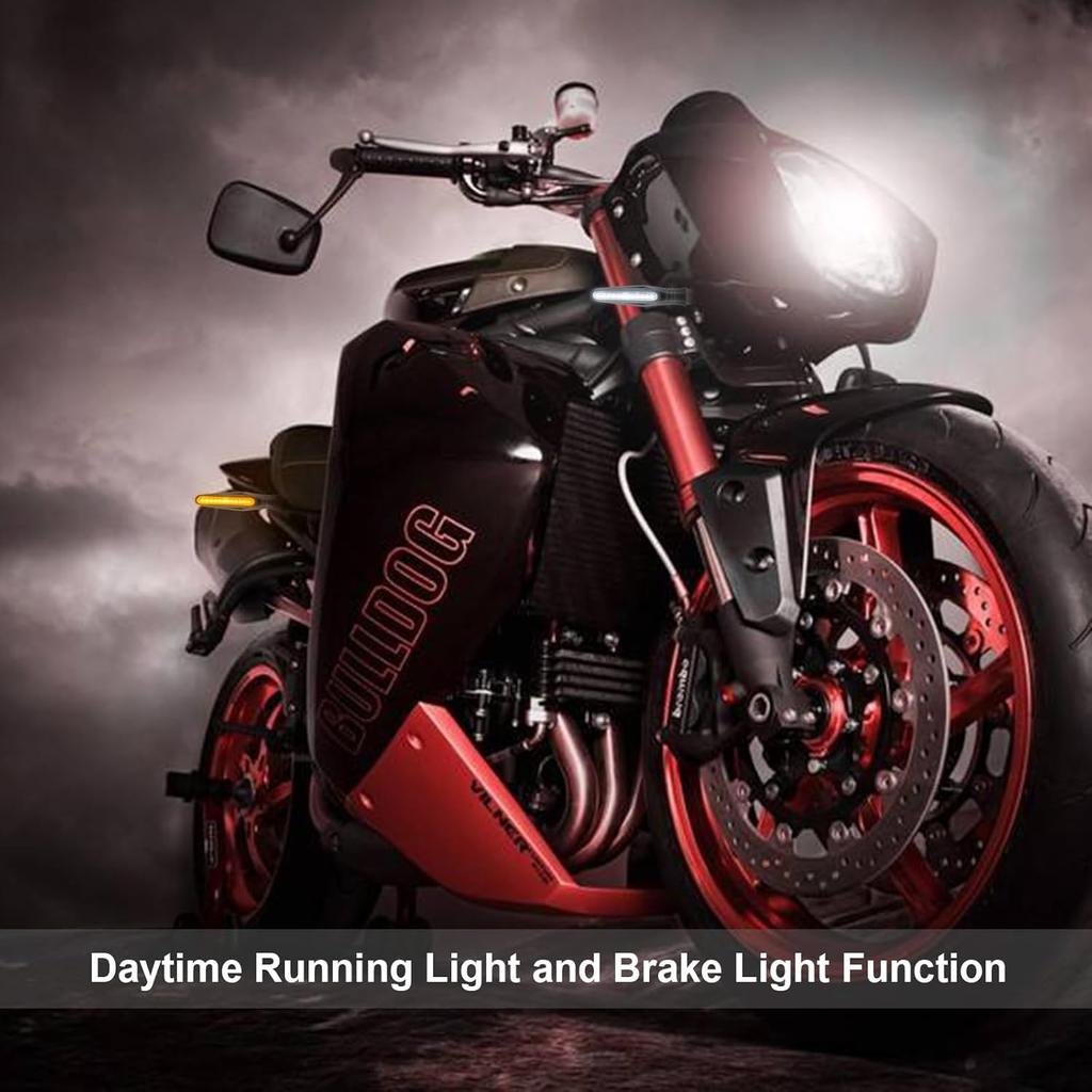 Ktecks 4PCS Motorcycle Indicators - Flowing Turn Signal Lights, Daytime Running And Brake Lights - 12V LED Amber White Red For Motorbike