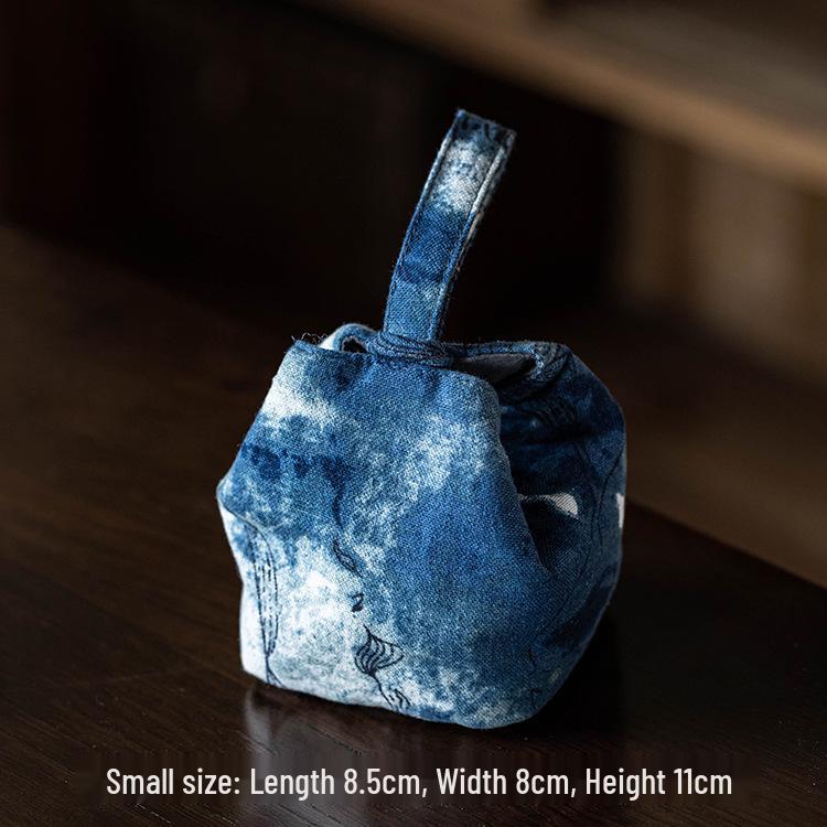 Portable Travel Tea Set with Ink Wash Batik Design: Quick-Brew Teapot, Fair Cup, and Zisha Pot Storage Bag