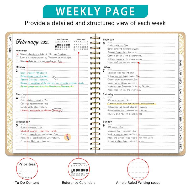 Simple Monthly Planner 2025 Notebook Weekly To Do List Notebook Monthly Schedule Book A5 Weekly Planner Student Stationery Gifts