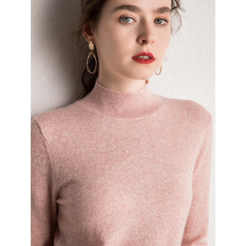 Cashmere Autumn/Winter Half-High Neck Women's Classic Loose Pullover Sweater