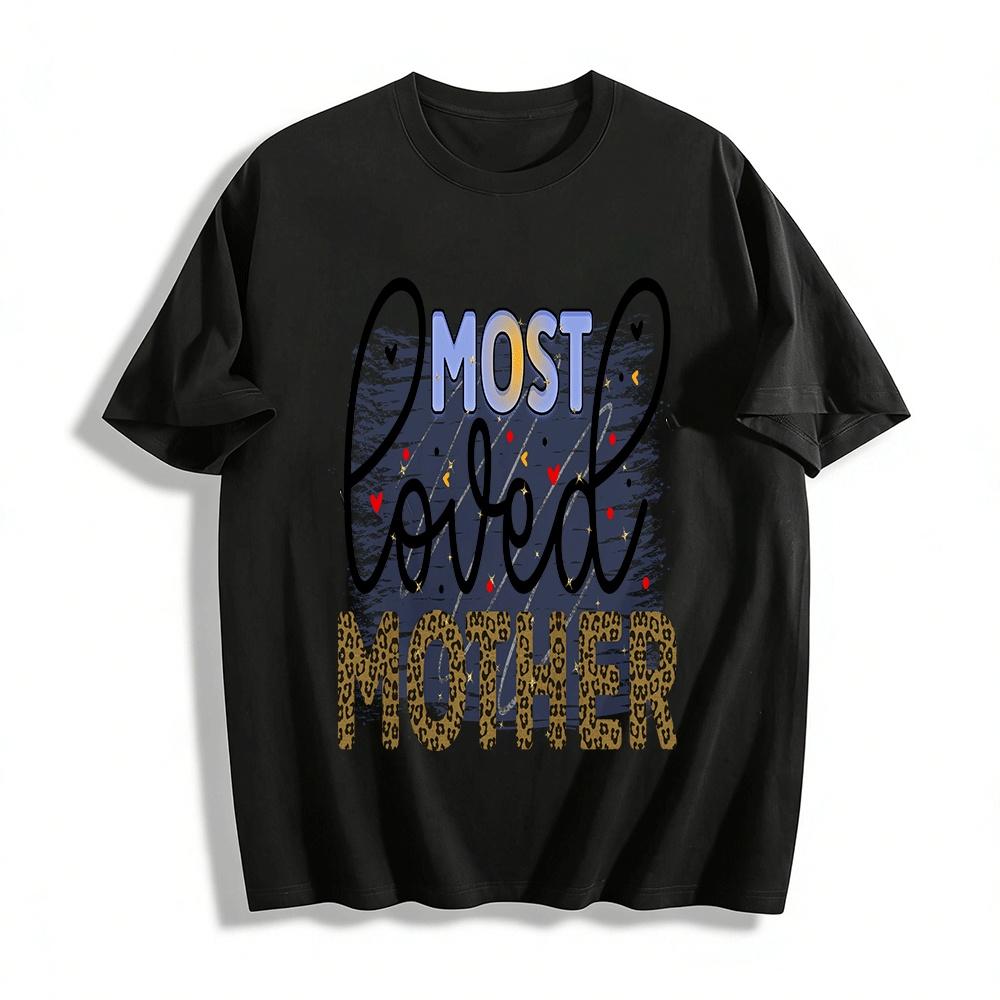 Most Loved Mother Leopard Print Casual Short Sleeve T-Shirt Pure cotton T-shirt XXS