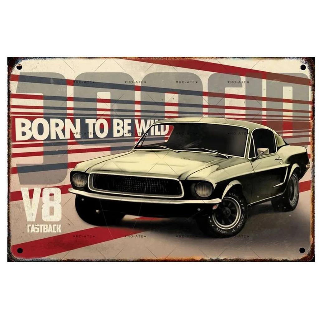 Plaque Metal Tin Signs Classic Cars Wall Decoration Vintage Art Posters Iron Painting for Man Cave Home Cafe Game Room Club Bar