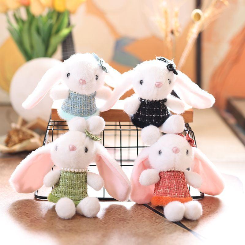 Sweet Cute Bunny Plush Toy Cartoon Stuffed Doll Keychain Bag Pendant Backpack Hanging Decoration Lovely Gifts