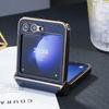 For Samsung Galaxy Z Flip6 5G Case Electroplated Leather+PC Phone Cover with Invisible Kickstand
