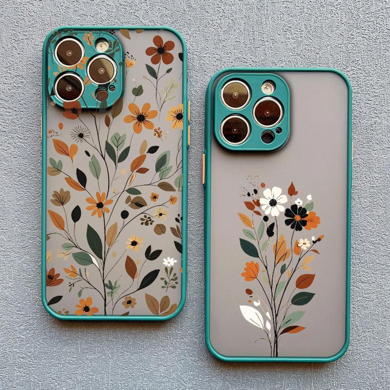Winter Branches Leaves Flowers Phone Case For iPhone 16 15 14 Plus Pro Max 13 12 Mini 11 Pro Max X XS XR Shockproof Bumper Cover