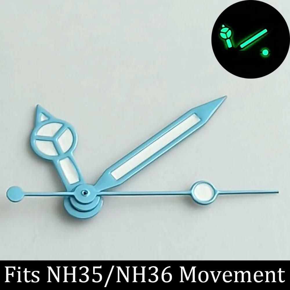 High quality watch hands blue-green/green luminous hands suitable for N H35 NH36/ETA 2836 2824/8205 8215 movements