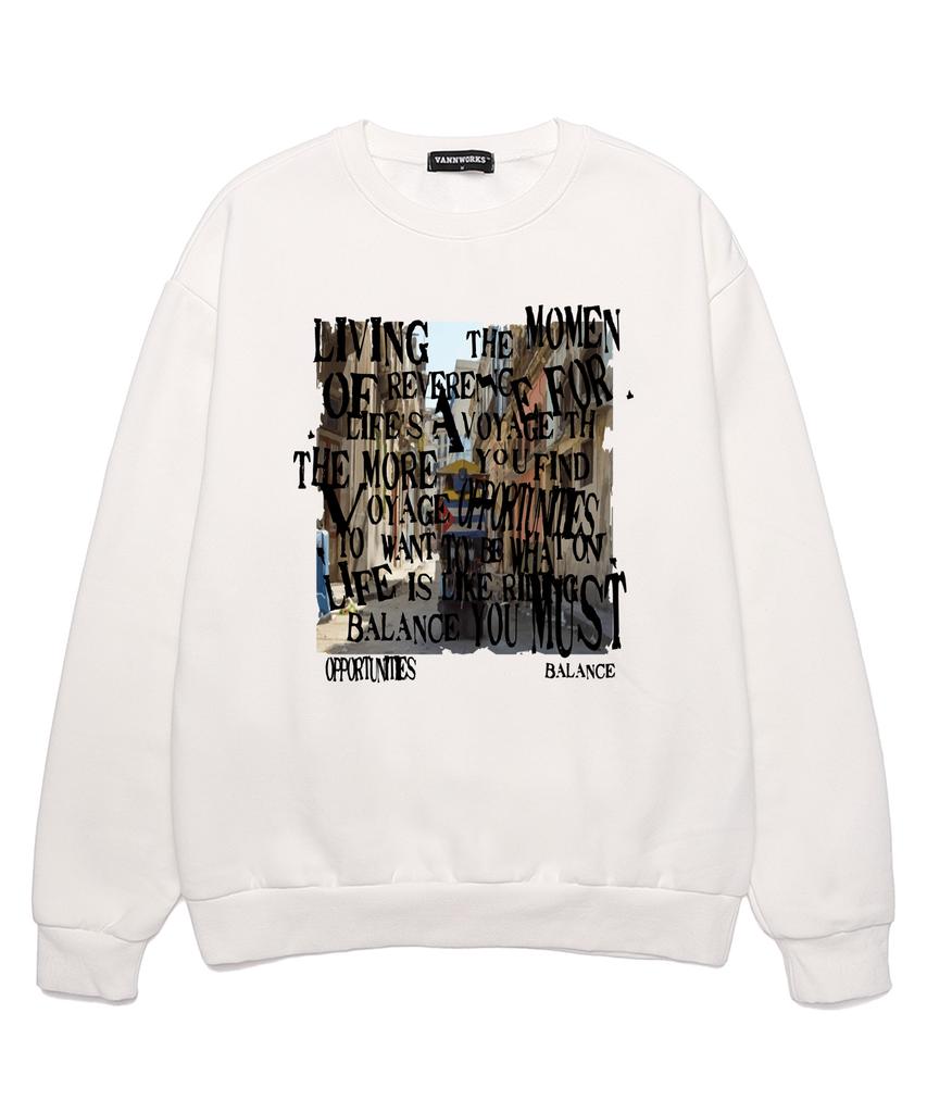 VANNWORKS Color Balance Typo Oversized Sweatshirt (Vls0103) Melange Grey (Type A)