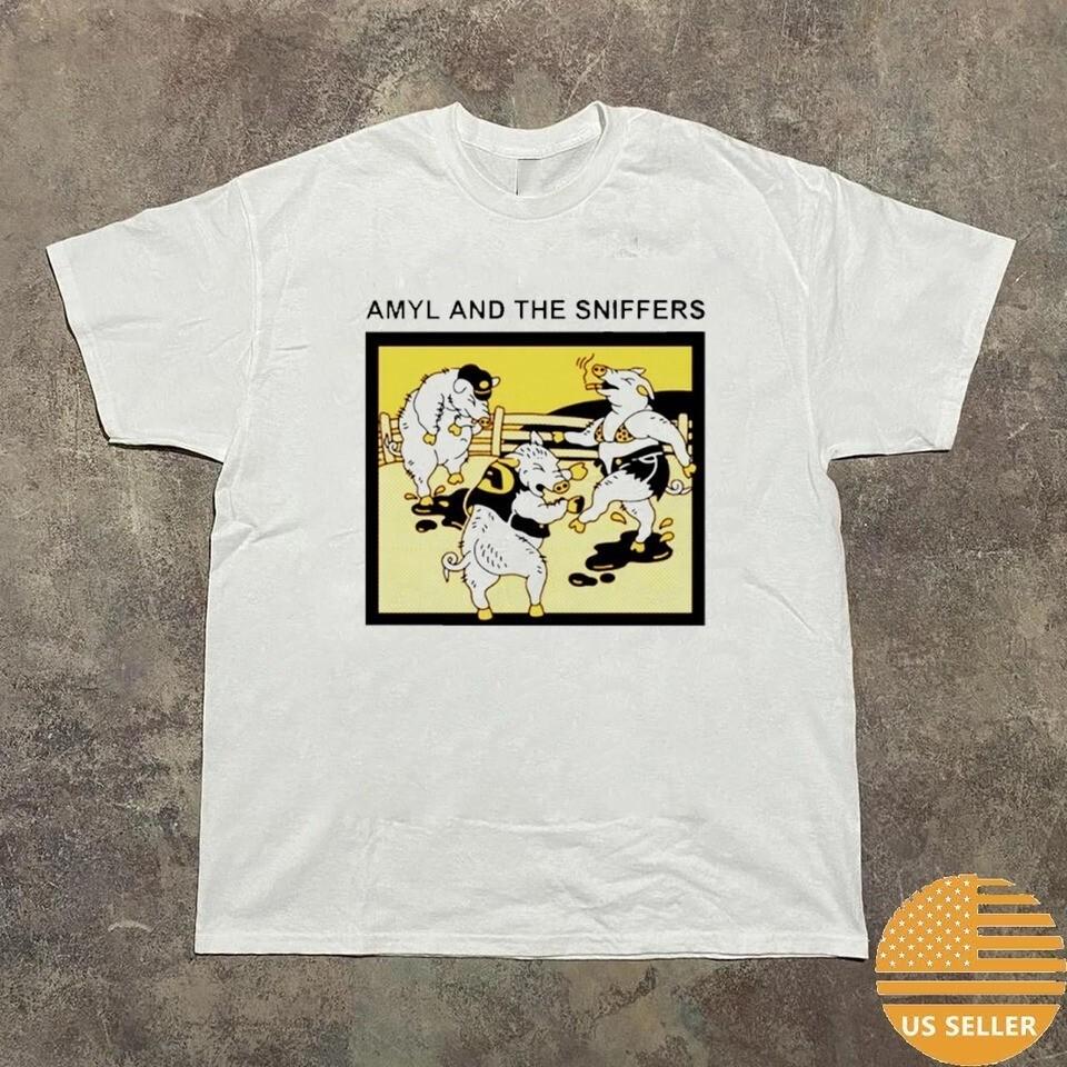

Vintage Amyl and the Sniffers Band Pigs White S to 5XL Unisex Shirt AA803 Unisex T-Shirt L