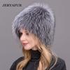 JERYAFUR Frauen Winter Pelzmütze Fuchspelz Skimütze