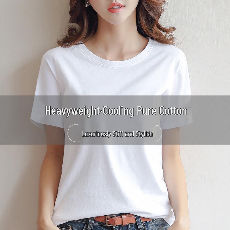 

Женская футболка с V-образным вырезом из тяжелого хлопка с охлаждающим эффектом, Новинка Лето 2025, Однотонный трендовый топ с коротким рукавом. XL