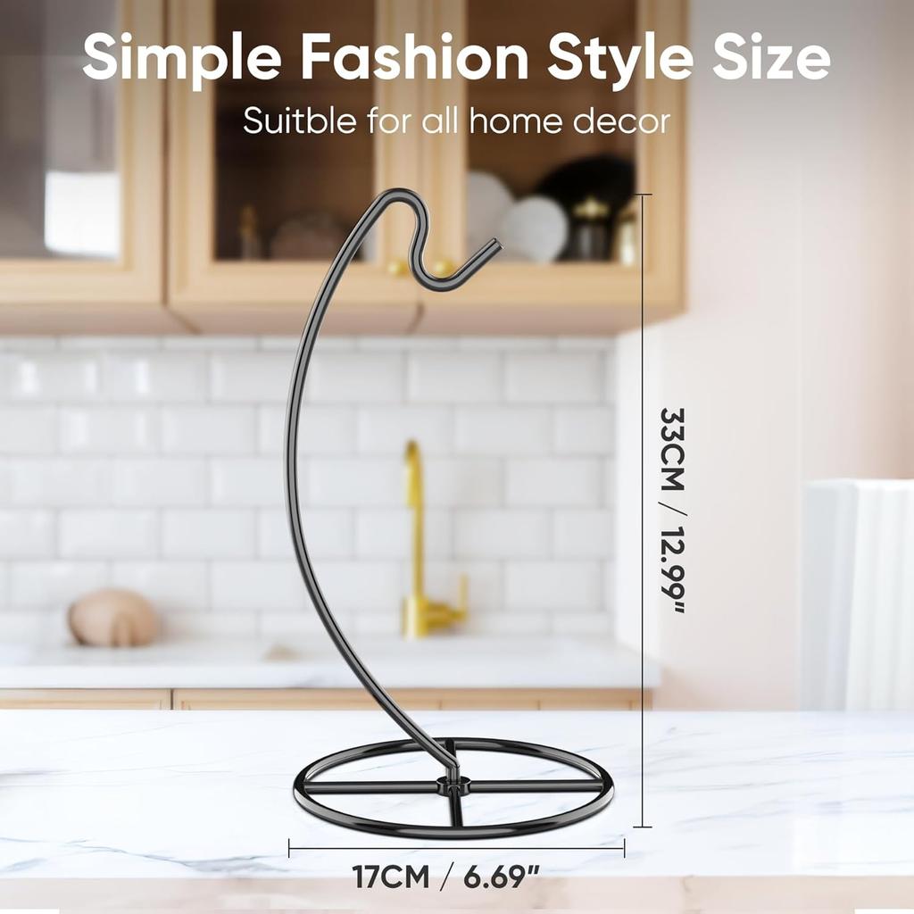 2 Pack Banana Holder, Banana Tree Stand Metal, Banana Stand Holder, Holds Up to 15LB Banana or Grape, Banana Rack for Kitchen Counter, Black