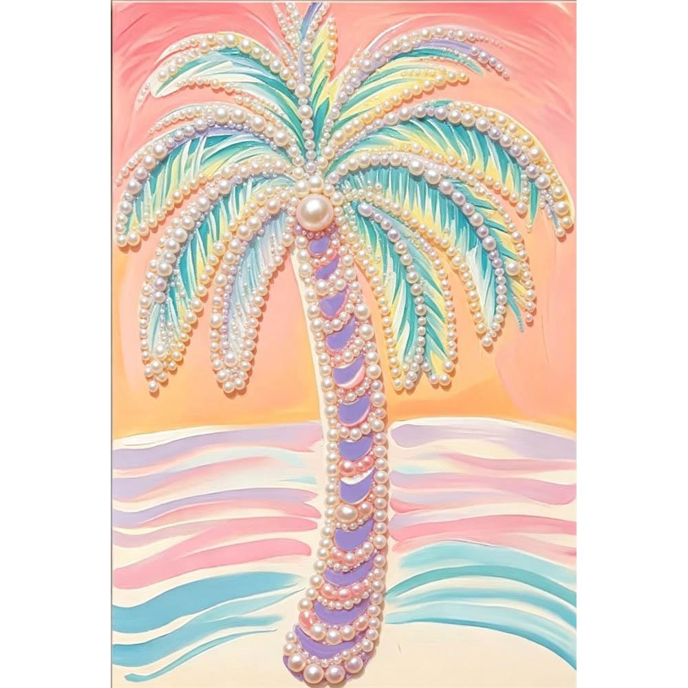 

30x40cm Coconut Tree Pearl Painting Kit Frameless DIY Pearl Diamond Art for Adults & Beginners Handmade Gem Art Home Wall Decor & Gift Idea 30x40cm