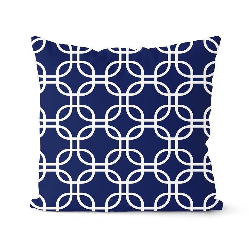 Navy Blue Cushion Geometric Pillowcase Decorative Pillow Home Decor Throw