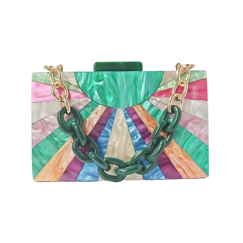 Wallets For Women Handbags Trends Shell Patchwork Clutch Purse Promotion Acrylic Evening Bag Shoulder Crossbody Wedding Banquet