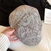 Y2k Denim Forward Cap Ethnic Style Sequin Newsboy Cap Embroidery Flower Forward Hat  Outdoor