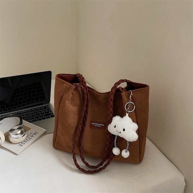 

Повседневная сумка большой вместимости женская новая осенне-зимняя сумка для занятий для студентки колледжа, модная сумка-тоут через плечо для поездок на работу коричневый