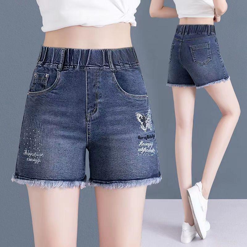 2026 Women's High Waist Elastic Denim Shorts - High Stretch, Four-Quarter Length, Summer Wear