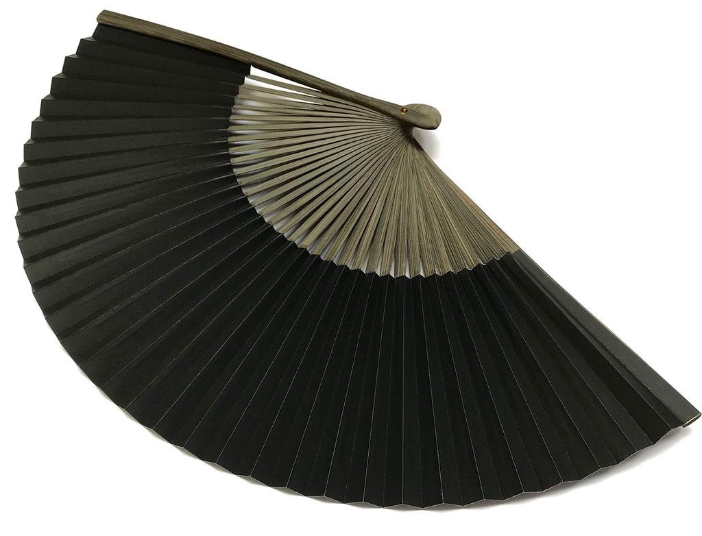 Folding Milky Hemp Leaf Large Single Black [Hanakanzashi] Men's Fan, Way/Tanabata Design, Pattern, Paper-covered, Size, Item,
