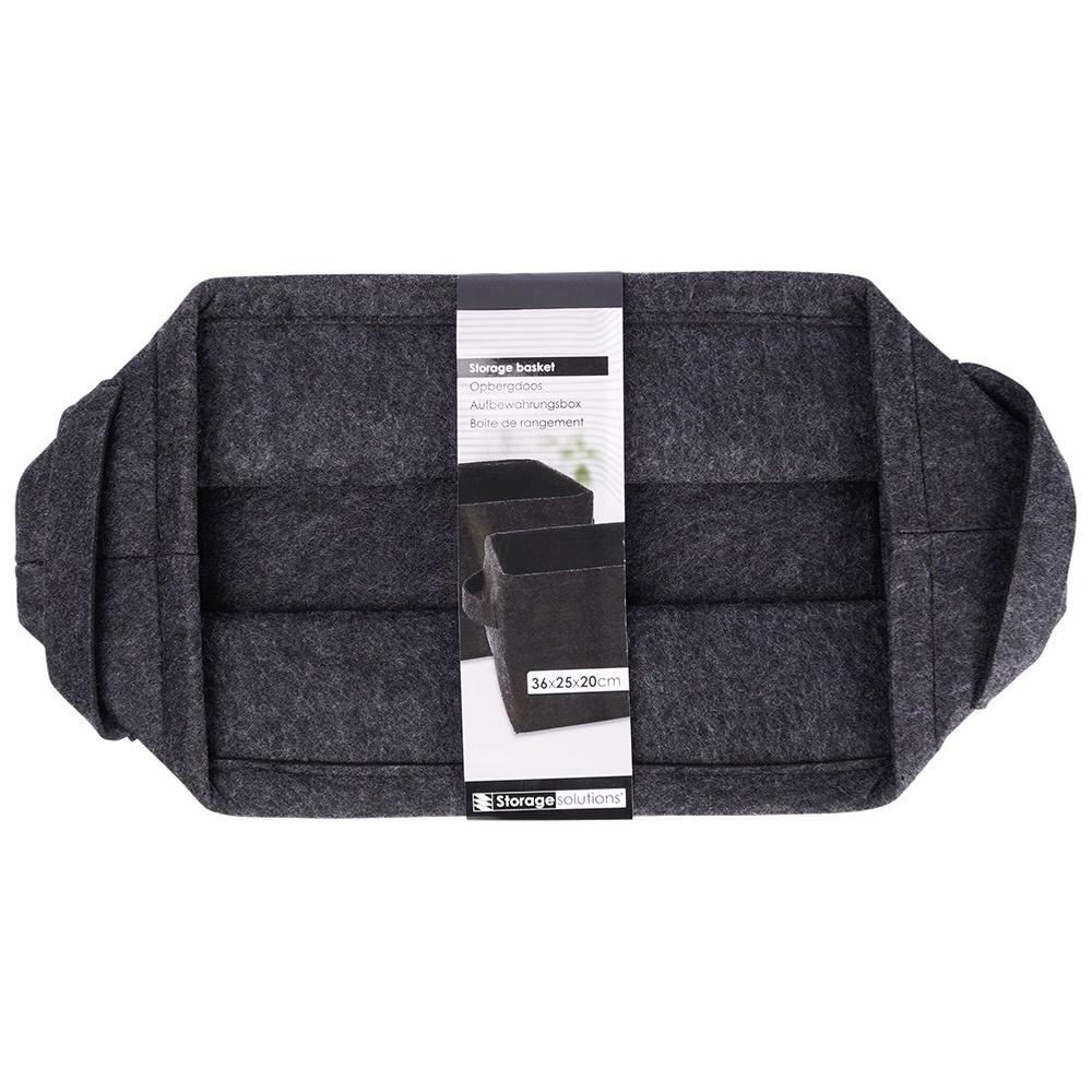 Foldable felt storage basket, black, 36x27x20 cm