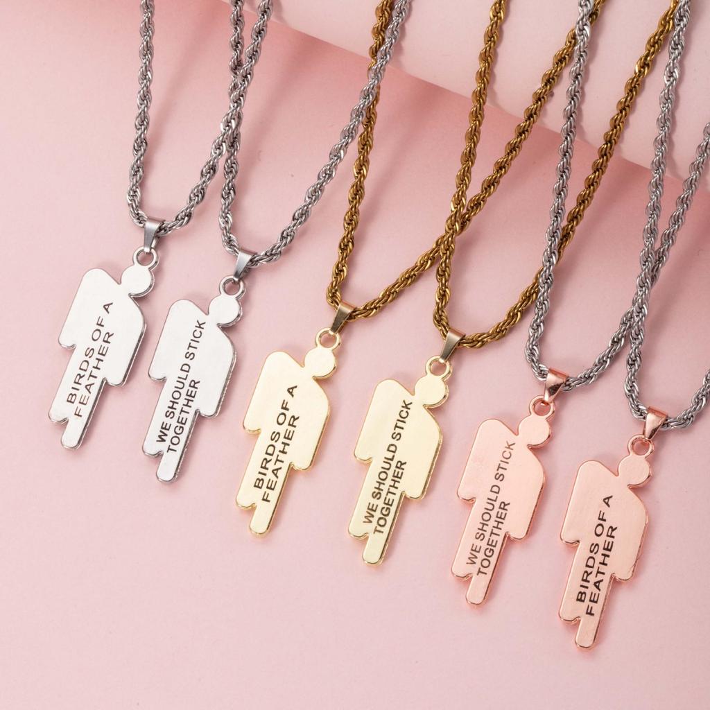 Trendy Hip Hop Double Crooked Head Pendant Necklace - Perfect Valentine's Day Gift