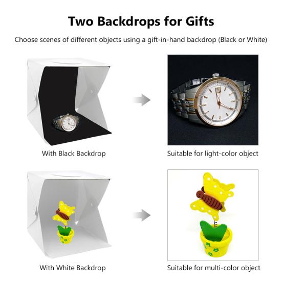 Dual Color Backdrop LED Light Photography Photo Studio Box Softbox Shooting Tent