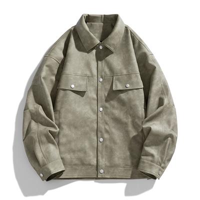 PU Leather Jacket Men's Spring Trendy Men's Clothing Couple American Jacket Men's Top Loose Jacket Men's Clothing