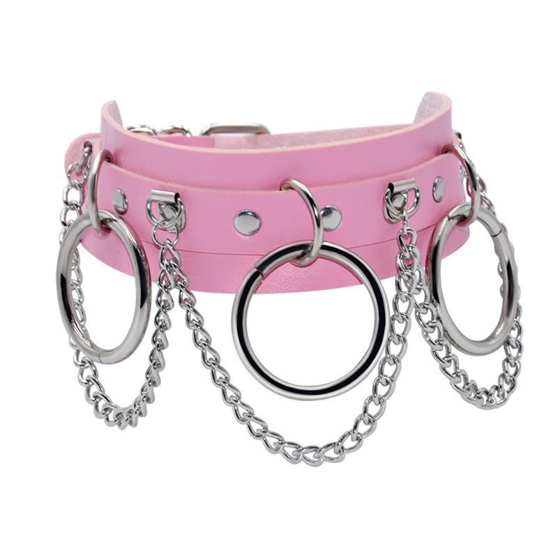 VaHppy Sex Toy Do Slave Collar Neck stainless steel + leather 43*5CM 140g 4colors Punk Fashion Cosplay SM  Sex games bondage
