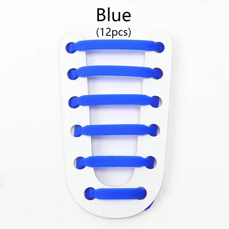 12Pcs/Set Elastic Silicone Shoelaces Practical Fashionable for Men Women Lazy Hammer Type Shoe Laces Sneakers No Tie Shoelaces
