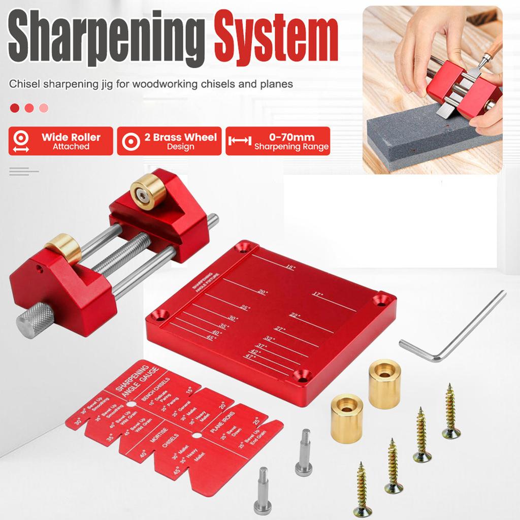 Chisel Sharpening Jig Kit 0-70mm Sharpening Range Honing Guide Tool Sharpening Holder Guide for Woodworking Chisels and Planes