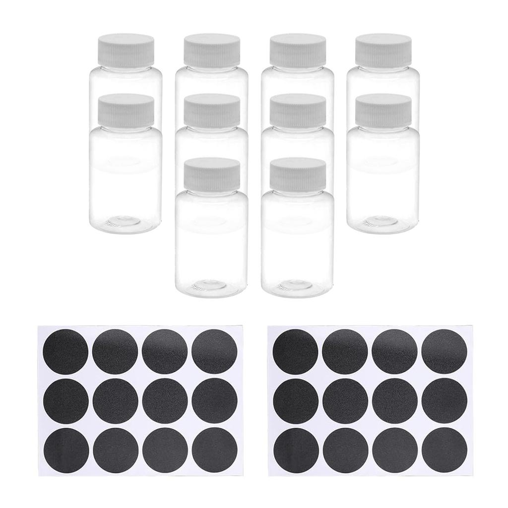 10Pcs Mini Plastic Bottles with Labels, 150ml Reusable Empty Bottles with Lids, Small Ginger Bottles, Refillable Juice Bottles