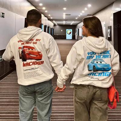 Die Autos Lightning McQueen & SALLY Sommer-Hoodies Oversized Anzug für Erwachsene_Kinder Sweatshirt Partner-Outfit