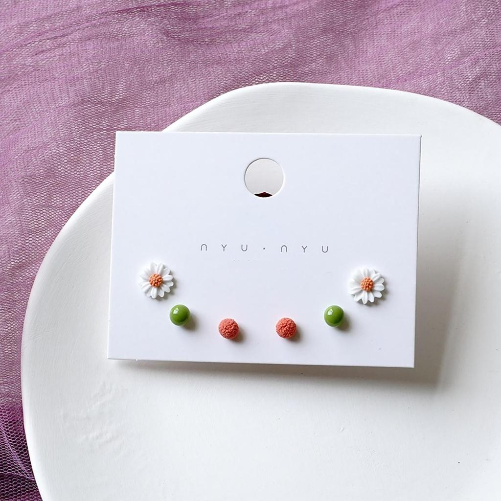 Ceramic Ear Post Stud Earrings Mixed Color Round Flower Star Airplane Universe Planet Earring Girl Women Ear Jewelry