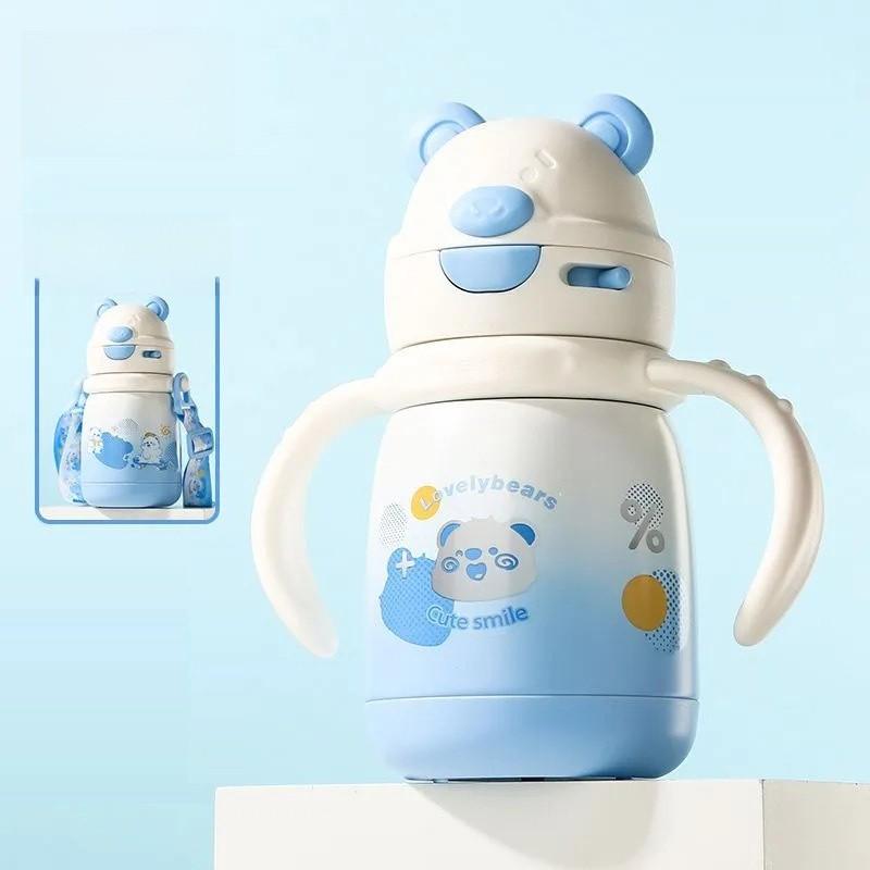 Childrens Insulated Travel Mug With Handle And Straw For School And Outdoor Use