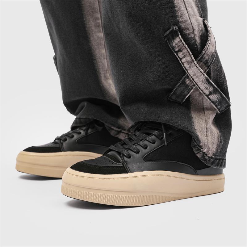 Youth Fashion Single Shoes Tenis Baixo Mens Sport Shoes Spring Design Thick Bottom Trendy Brand Casual Bread Office White Shoes