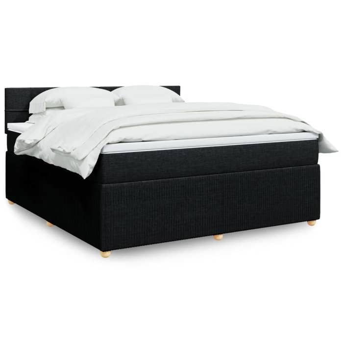 VidaXL Slatted Bed Base with Mattress Black 180x200 Cm Fabric 3287537