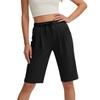 Women's High Waist Casual Shorts with Pockets Split Hem Elastic Waistband Drawstring for Fitness and Leisure