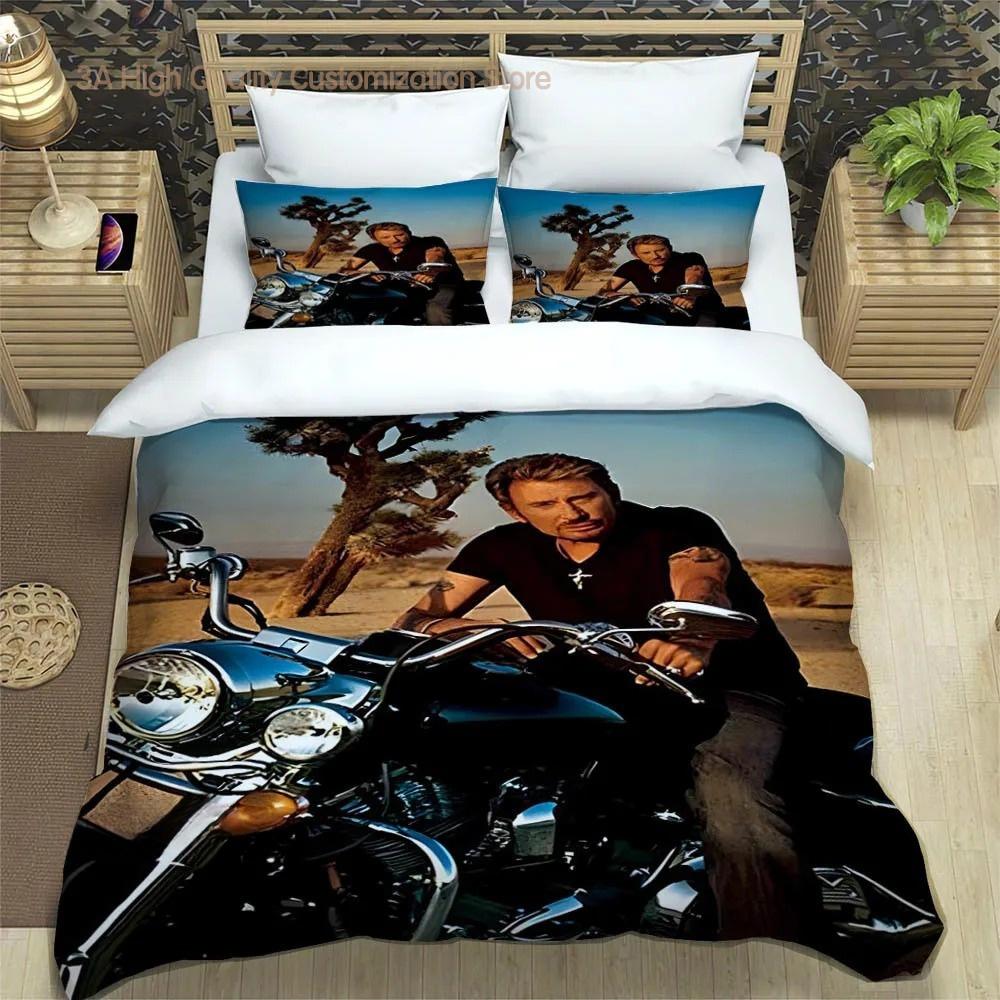 Rockstjärnan Johnny Hallyday Sängkläder utsökt sängkläder set påslakan sängtäcke set sängkläder set lyxig födelsedagspresent