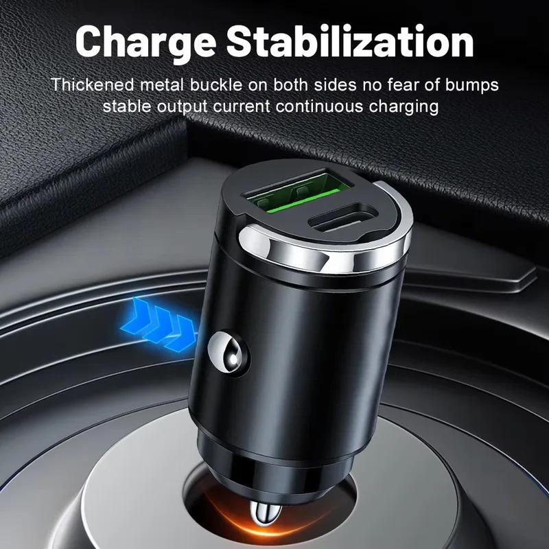 Mini PD USB Car Charger Lighter Type C Car Charger for Xiaomi Samsung Huawei Super Fast Charging QC3.0 Car Charger for iPhone
