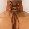 Retro Dam Gotisk Faux Mocka Choker Bred Krage Halsband Smycke Gåva