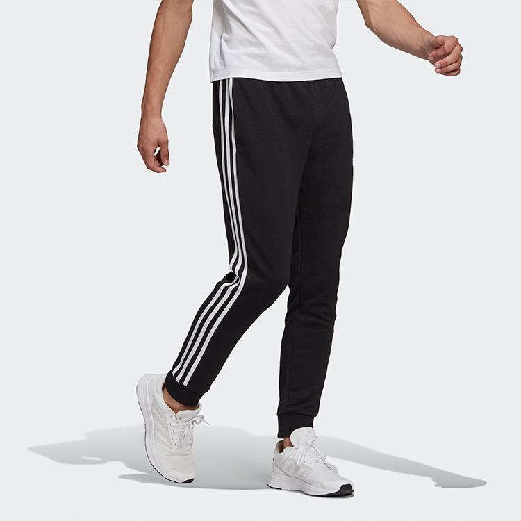 adidas Essentials French Terry Tapered Cuff 3-Stripes Pants Black/White Men Streetwear GK8831