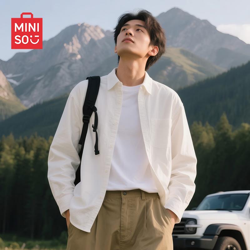 

MINISO Men s Oxford Long Sleeve Shirt L