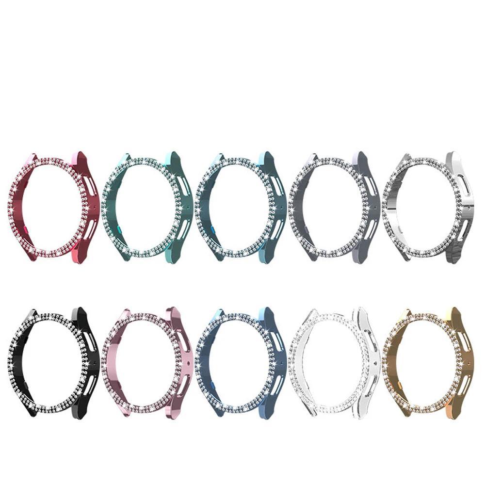 Dvojitý diamantový kryt pro Samsung Galaxy Watch 6 40mm 44mm Bling PC Dutý rám Ochranný pro Galaxy Watch 6 Kryt Příslušenství