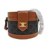 [Usado] Tambour Vintage Clássico Monograma Logo Metálico Tecido E Couro Lancheira Portátil Ombro Transversal Bolsa Média - Excelente #OP501J