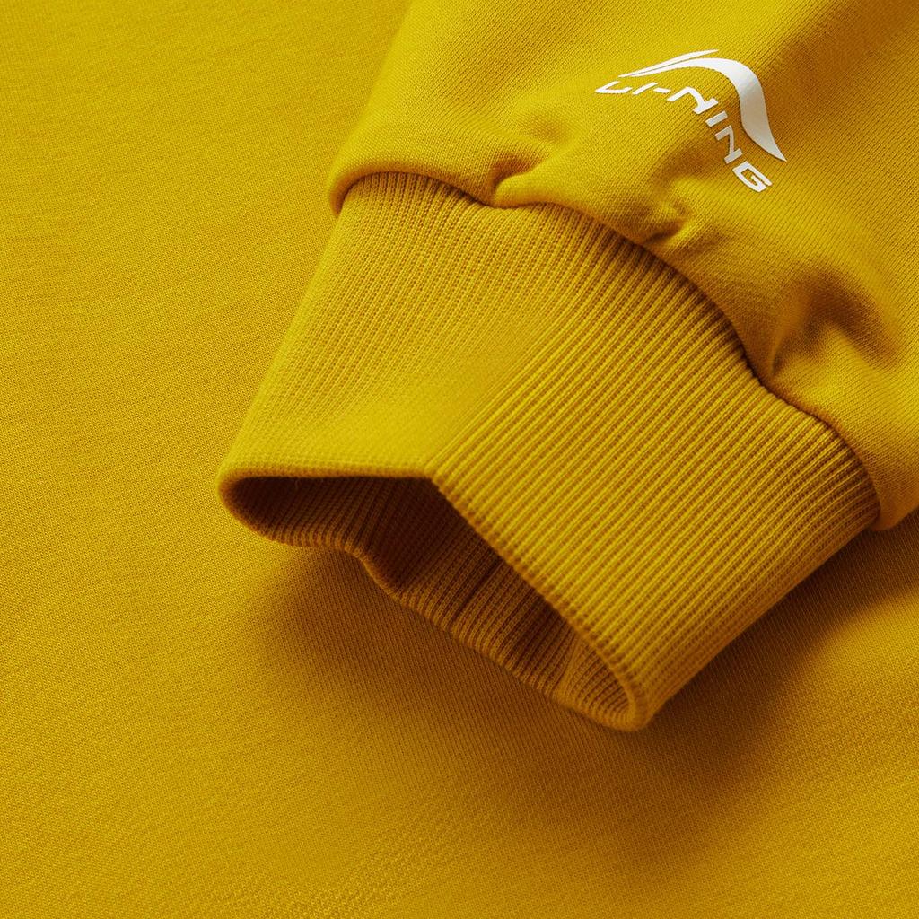 Li Ning Sports Lifestyle Series Pullover Comfortable Long Sleeve Round Neck Sweatshirt Unisex Sweatshirt Palm-Gold AWDUB69-5