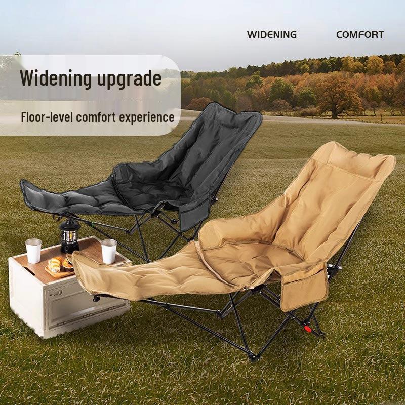 Portable Multi-Gear Adjustable Outdoor Recliner Chair – Sit, Lie, and Sleep with Cotton Padding Adjustable Recliner Chair with Cotton [Black]