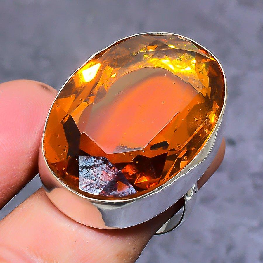 Citrine Gemstone 925 Sterling Silver Jewelry Ring Size 8