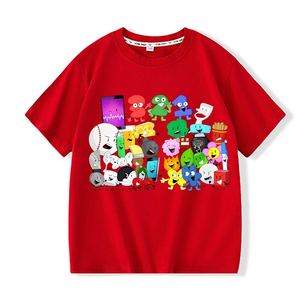 

BFDI X Inanimate Insanity Футболка Тренд Аніме Футболка М яка 100% Бавовна Футболка З коротким рукавом Хлопчик/Дівчинка Круглий виріз Мультяшна Футболка 100 червоний