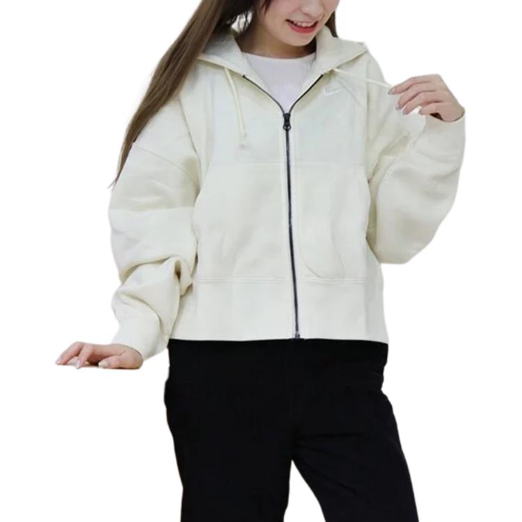 Nike Sports Casual Hooded Jacket Women Jacket Off-White DN4952-113