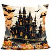 Home Decor Halloween Castle & Pumpkins Throw Pillow Cover Pattern Cushion Cover Suitable For Sofa Bedroom Car Pillow Cover